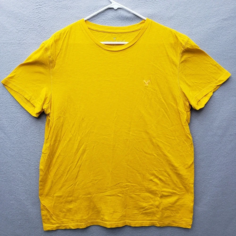 American Eagle Men's Legend Tee Shirt Bird Logo Yellow Minimalist Casual Basic L